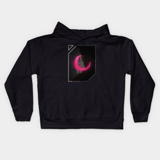 Hot pink neon - electro moon Kids Hoodie